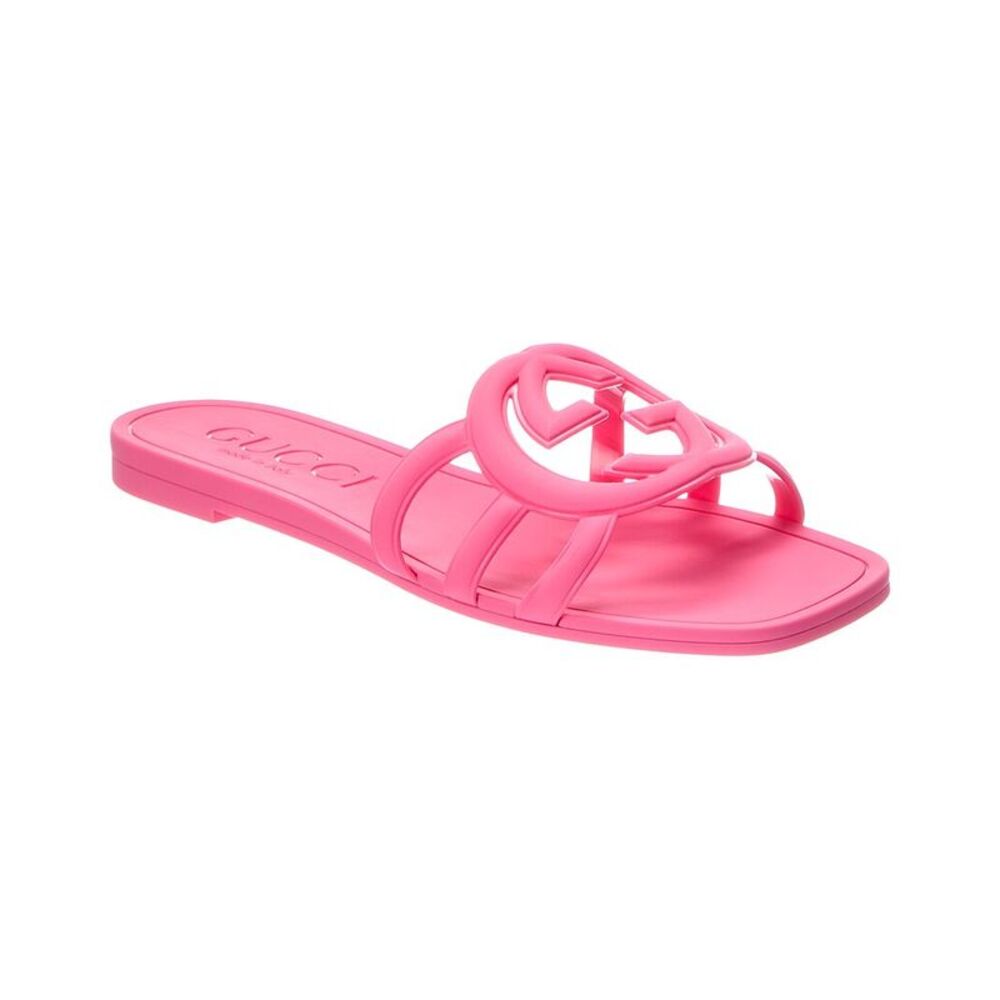 Gucci Interlocking G Rubber Sandal, Pink